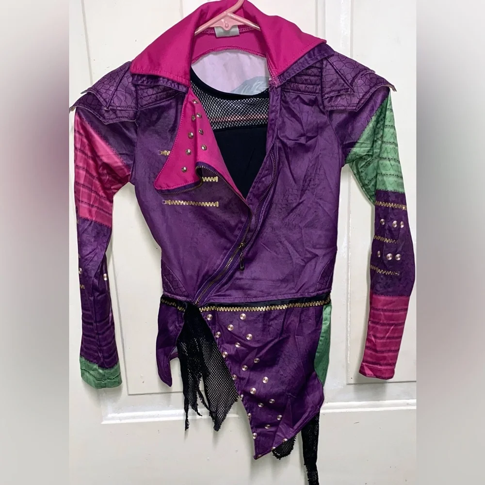 Disney Descendants Mal Costume Jacket Girls Purple Pink Studded Cosplay - Picture 2 of 6